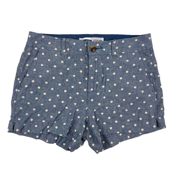 Old Navy Pants - Old Navy Blue & White Polka Dot Chino Everyday Mid Rise Shorts Sz 2 Linen